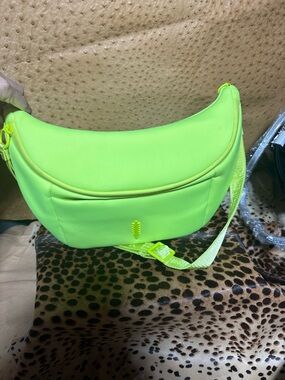 Neon Lime Crescent Crossbody Bag by